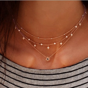 Fashion Multilayer Necklaces & Pendants Vintage Moon Choker Necklace for Women Gold Collier Femme Party Jewelry