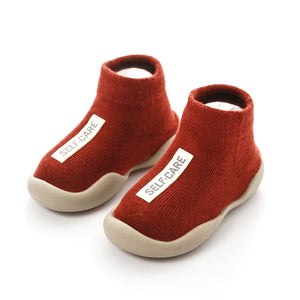 Baby Shoes First Shoes Unisex Toddler First Walker Boys Girls Kids Rubber Soft Sole Floor Shoes Knit Booties Anti-slip
