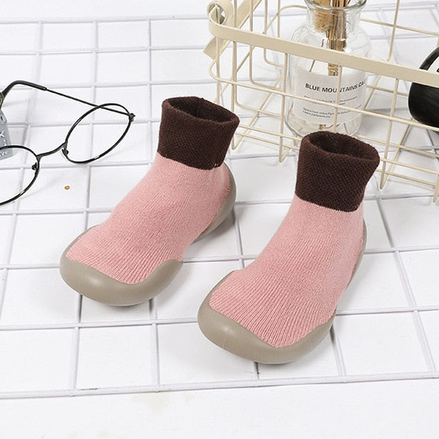 Baby Shoes First Shoes Unisex Toddler First Walker Boys Girls Kids Rubber Soft Sole Floor Shoes Knit Booties Anti-slip