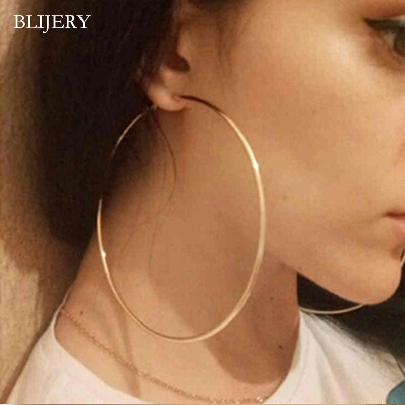 BLIJERY Trendy Large Hoop Earrings Big Smooth Circle Earrings Basketball Brincos Celebrity Brand Loop Earrings for Women Jewelry