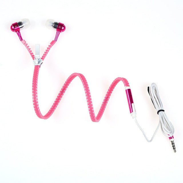 Luminous Earphone Popular Glowing in Dark Zipper In-Ear Sports Headset Wired Handfree Stereo Earphones With Cool Microphone