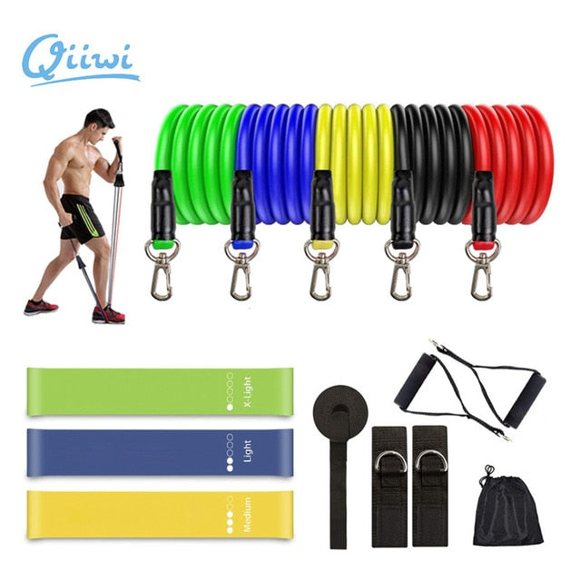 Dr.Qiiwi Elastic Resistance Bands Sets Gum Fitness Equipment Stretching Rubber Loop Band for Yoga Training Workout Exercise