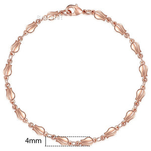 Personalized Bracelets for Women Men 585 Rose Gold Curb Snail Link Chain Woman Bracelets Hot Party Jewelry Gifts 18cm-23cm GBB1