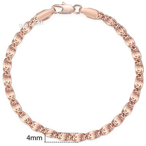 Personalized Bracelets for Women Men 585 Rose Gold Curb Snail Link Chain Woman Bracelets Hot Party Jewelry Gifts 18cm-23cm GBB1