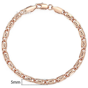 Personalized Bracelets for Women Men 585 Rose Gold Curb Snail Link Chain Woman Bracelets Hot Party Jewelry Gifts 18cm-23cm GBB1