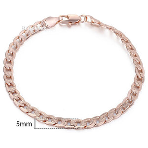 Personalized Bracelets for Women Men 585 Rose Gold Curb Snail Link Chain Woman Bracelets Hot Party Jewelry Gifts 18cm-23cm GBB1