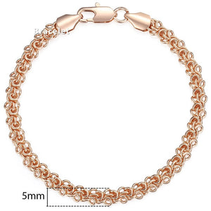 Personalized Bracelets for Women Men 585 Rose Gold Curb Snail Link Chain Woman Bracelets Hot Party Jewelry Gifts 18cm-23cm GBB1