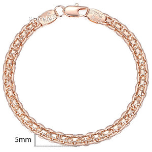 Personalized Bracelets for Women Men 585 Rose Gold Curb Snail Link Chain Woman Bracelets Hot Party Jewelry Gifts 18cm-23cm GBB1