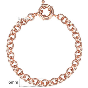 Personalized Bracelets for Women Men 585 Rose Gold Curb Snail Link Chain Woman Bracelets Hot Party Jewelry Gifts 18cm-23cm GBB1