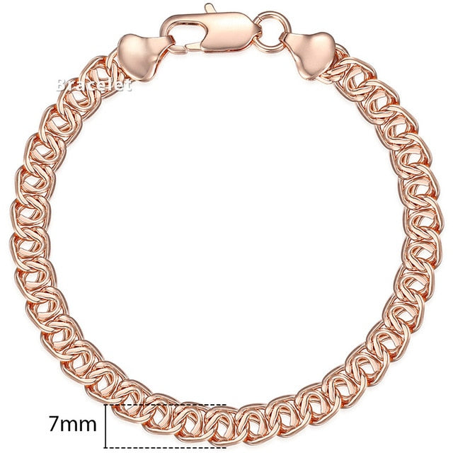 Personalized Bracelets for Women Men 585 Rose Gold Curb Snail Link Chain Woman Bracelets Hot Party Jewelry Gifts 18cm-23cm GBB1