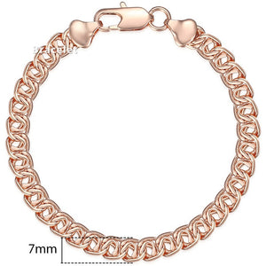 Personalized Bracelets for Women Men 585 Rose Gold Curb Snail Link Chain Woman Bracelets Hot Party Jewelry Gifts 18cm-23cm GBB1