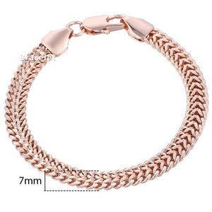 Personalized Bracelets for Women Men 585 Rose Gold Curb Snail Link Chain Woman Bracelets Hot Party Jewelry Gifts 18cm-23cm GBB1