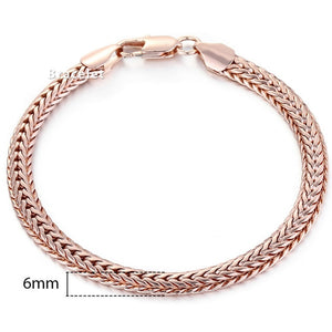 Personalized Bracelets for Women Men 585 Rose Gold Curb Snail Link Chain Woman Bracelets Hot Party Jewelry Gifts 18cm-23cm GBB1