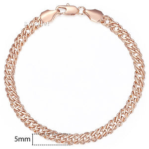 Personalized Bracelets for Women Men 585 Rose Gold Curb Snail Link Chain Woman Bracelets Hot Party Jewelry Gifts 18cm-23cm GBB1