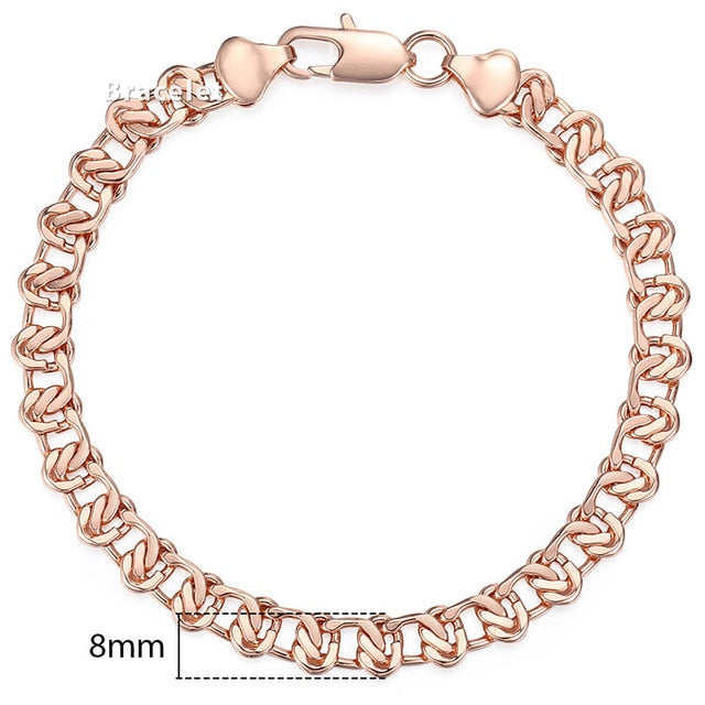 Personalized Bracelets for Women Men 585 Rose Gold Curb Snail Link Chain Woman Bracelets Hot Party Jewelry Gifts 18cm-23cm GBB1