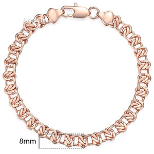 Personalized Bracelets for Women Men 585 Rose Gold Curb Snail Link Chain Woman Bracelets Hot Party Jewelry Gifts 18cm-23cm GBB1