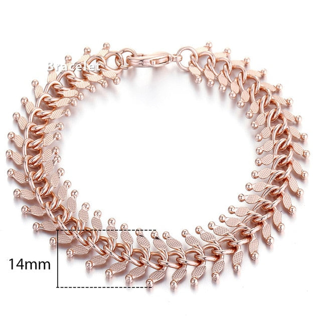 Personalized Bracelets for Women Men 585 Rose Gold Curb Snail Link Chain Woman Bracelets Hot Party Jewelry Gifts 18cm-23cm GBB1