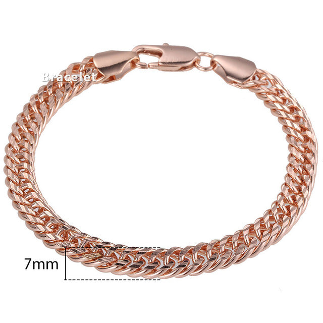 Personalized Bracelets for Women Men 585 Rose Gold Curb Snail Link Chain Woman Bracelets Hot Party Jewelry Gifts 18cm-23cm GBB1