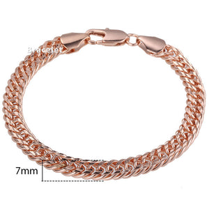 Personalized Bracelets for Women Men 585 Rose Gold Curb Snail Link Chain Woman Bracelets Hot Party Jewelry Gifts 18cm-23cm GBB1