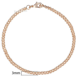 Personalized Bracelets for Women Men 585 Rose Gold Curb Snail Link Chain Woman Bracelets Hot Party Jewelry Gifts 18cm-23cm GBB1